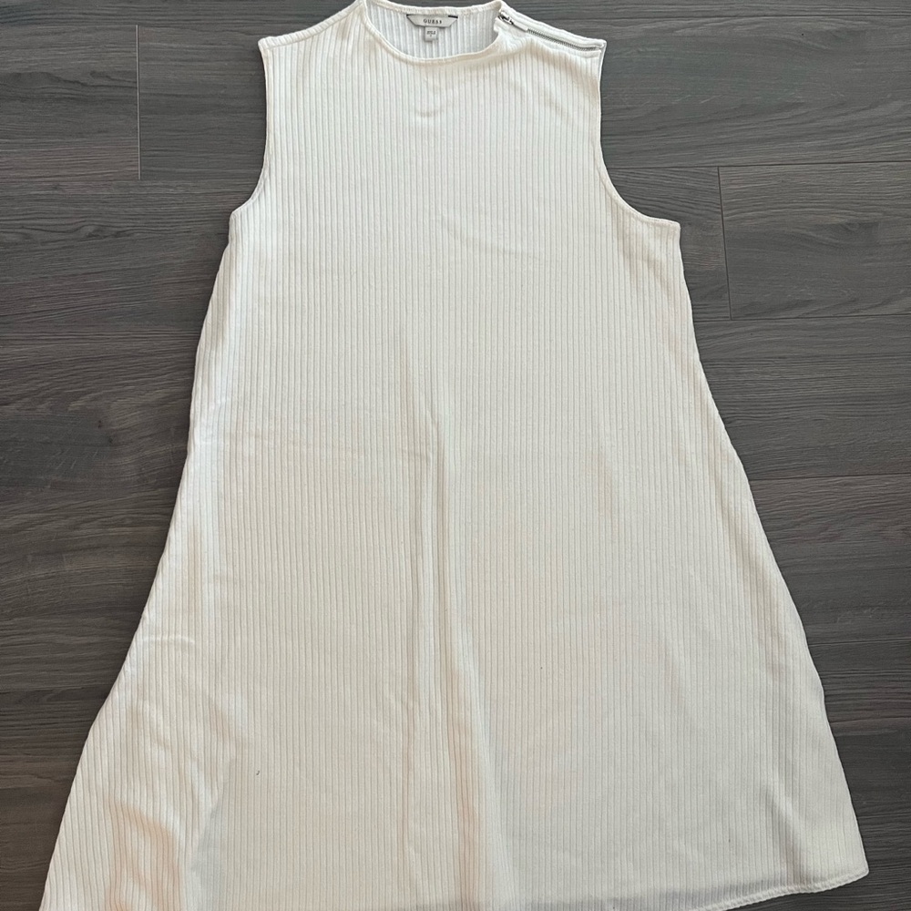 Guess Sleeveless Ribbed Dress in Cream
